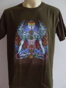 YOGA Mens T Shirt OM Hindu India Meditation Army L #Y02  