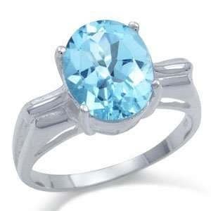  4ct. Blue Topaz Sterling Silver Solitaire Ring (5 