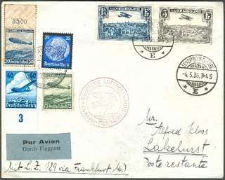 LUXEMBOURG/GERMANY 1936, Scarcer Mixed Franking on North American 