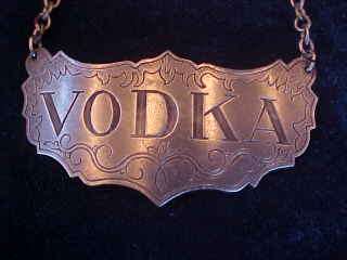 Stieff Historic Vodka Pewter Liquor Decanter Tag Label  
