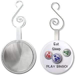 Creative Clam Eat Sleep Play Bingo Bingo Fan 2.25 Inch Glass Mirror 