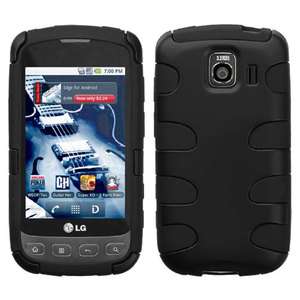 Black Fishbone Rubberized Protector Case Cover LG Optimus S U V LS670 