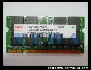 Hynix DDR 1GB 1024MB Pc 2700s 333Mhz Laptop Memory RAM Sodimm  