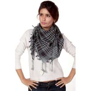  Gray and Black Arafat Scarf   Pure Cotton 