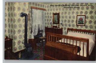 Linen Postcard..Mary Todd Lincolns Bedroom..Springfield,Illinois/IL 