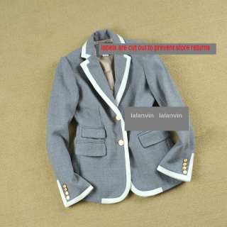 2011 $298 J.crew Hacking jacket in tipped double serge wool Pearl Grey 