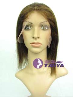 Cheap Full Lace Wig  Yaki Straight 4# Brown Color   100% Remy Human 