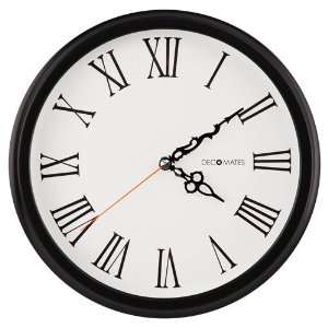   English Wall Clock (Black & White)   Roman Numerals: Home & Kitchen
