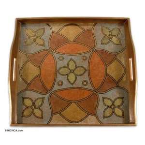  Painted glass tray, Floral Geometries