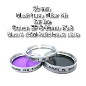  52mm Must Have Filter Kit for Canon EF S 60mm f/2.8 Macro 