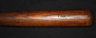 FINK 1925 1928 GAME USED HILLERICH & BRADSBY C 5A BAT  