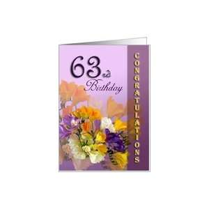  63rd Happy Birthday Congratulations   Freesias Card Toys 