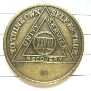 pst 1345 alcoholics anonymous 28 year recovery coin chip token
