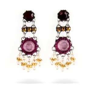 Ayala Bar Earrings   Classic Collection in Raspberry and Pearly White 