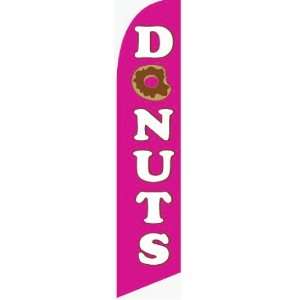12ft x 2.5ft Donuts Feather Banner Flag Set   INCLUDES 15FT POLE KIT w 