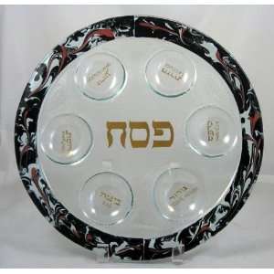  Black Swirl Seder Plate by Tamara Baskin