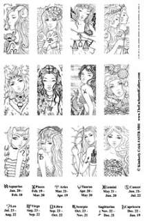 Astrology Sign Zodiac Mermaid Fairy Domino Rubber Stamp  