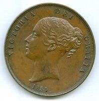 Great Britian 1854 Victoria young head Penny AU  