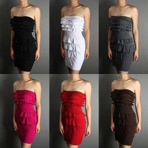 CUTE Tiered Ruffle Cocktail Party Casual Tube Dress 1SZ  
