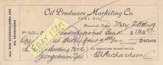 1909 OIL FUEL MARKETING BEAUMONT TEXAS C A RICHARDSON  