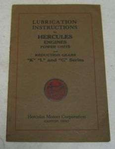 Hercules 1928 Lubrication Instructions Manual  