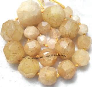 12 30mm Yellow Crack Quartz Gradual Faceted Beads 16  