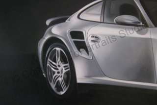 Porsche 911 997 Turbo Original Framed Art Oil Painting  