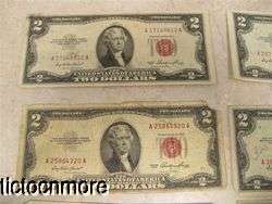 US 1953 $2 TWO DOLLAR UNITED STATES NOTES RED SEAL SMALL SIZE BILLS 