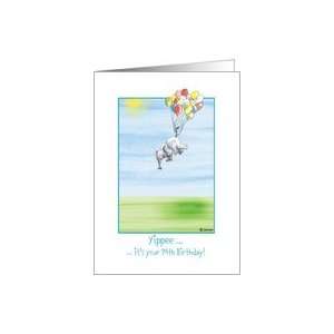 94th Birthday, cute Elephant flying with balloons! Card 