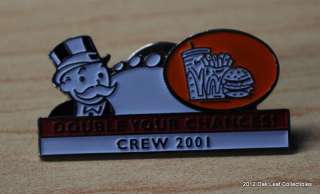 mcdonalds monopoly double your chances 2001 crew pin mint. About 1 