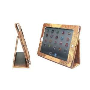 com Map pattern with sandy color PU leather case/cover for Apple Ipad 