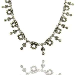  Sterling Silver Marcasite Glamour Necklace Jewelry