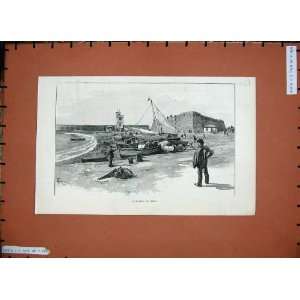  1888 View La Marina San Remo Fishing Boats Town France 