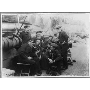 USS ENTERPRISE,older crew men,deck,c1898
