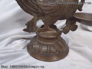 China bronze carved chicken fat lamp calix statues  