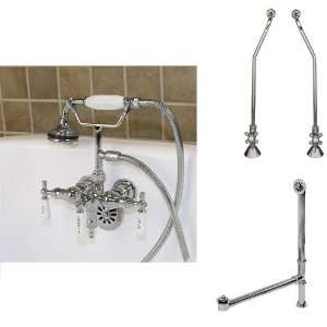 Woodrow Leg Tub Faucet with Hand Shower, Supplies for Threaded Pipe 