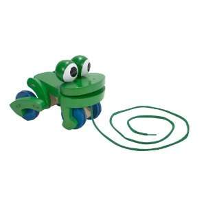  Frolicking Frog Wooden Pull Toy: Toys & Games