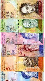 Venezuela 2/5/10/20/50/100 Bs 2007 2011 FULL SET UNC 6p  