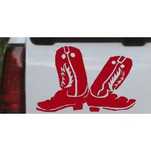 Red 24in X 16.0in    Cowboy Boots Western Car Window Wall Laptop Decal 