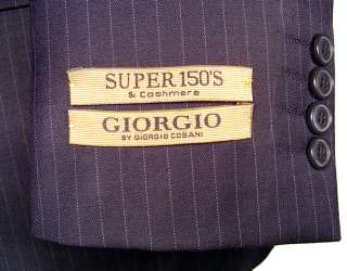 NWT~GIORGIO COSANI~NAVY STRIPES CASHMERE WOOL SUIT~46R  