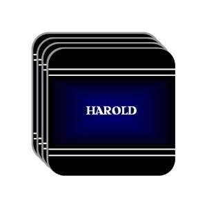 Personal Name Gift   HAROLD Set of 4 Mini Mousepad Coasters (black 