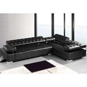  Modern Black Leather Sectional Sofa: Home & Kitchen