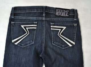 ROCK & REPUBLIC KASANDRA Death Metal Bootcut Blue Jeans 25/34  