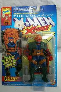MARVEL COMICS X MEN X FORCE GRIZZLY TOY BIZ WITH TRADING CARD  