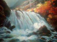 Hulan Fleming oil painting Autumn Waterfall Enchanted  
