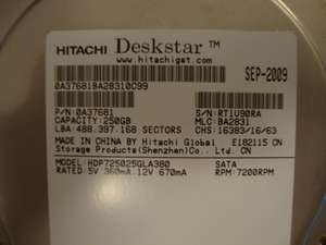   MLCBA2831 P/N0A37681 3.5 250gb Sata Hard Drive 890552624621  