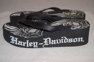 Harley Davidson Shoes Black Flip Flop Sandals Sz 8  