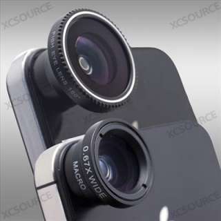 Wide Macro +180° Fish Eye Lens for iPhone 4G 4S iPod Camera Mobile 
