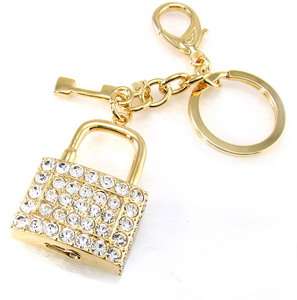 14K Gold Plated Crystals Key&Lock Charms Key Ring #29 NEW  