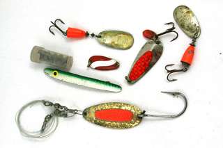 This is a lot of vintage salmon tackle. There is:  a small spool of 